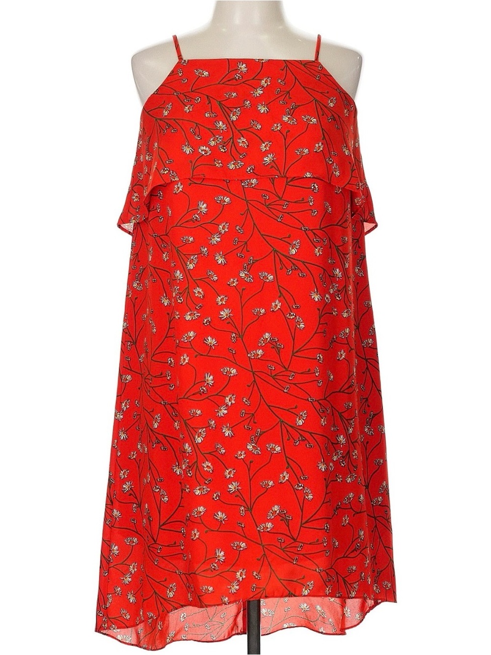 Tabitha Webb Red Floral Cold-Shoulder Midi Dress | Size 8